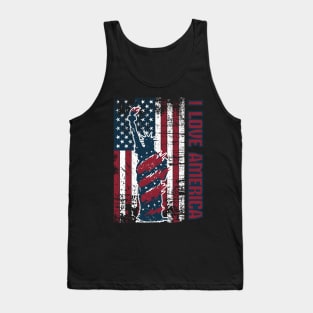 I Love America USA Flag Statue of Liberty Tank Top